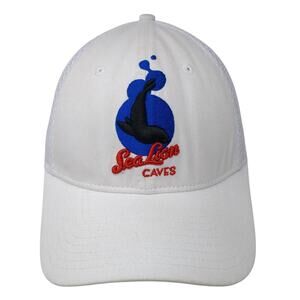 Sea Lion Caves Strapback Baseball Cap White One Size Embroidered Breathable IMC